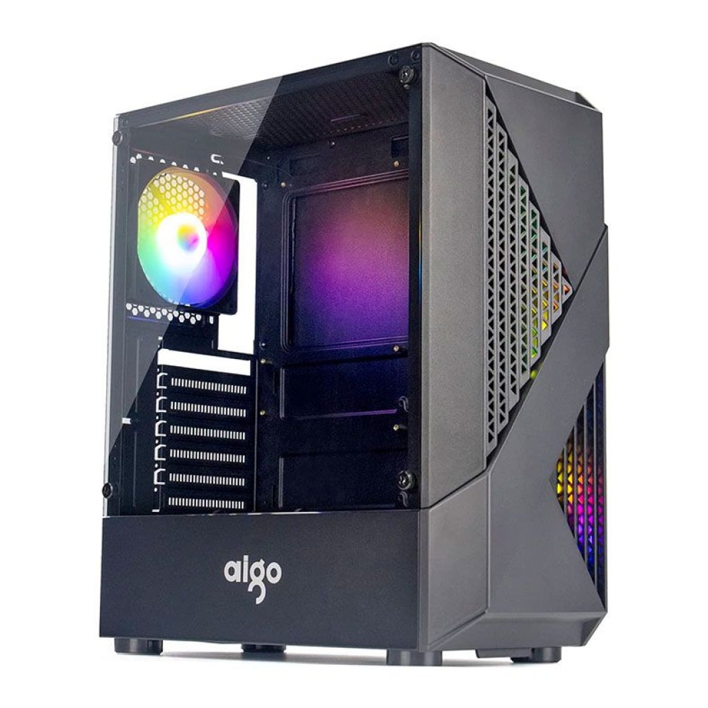 GABINETE GAMER AIGO A01, LATERAL DE VIDRO, PRETO, A01-BK