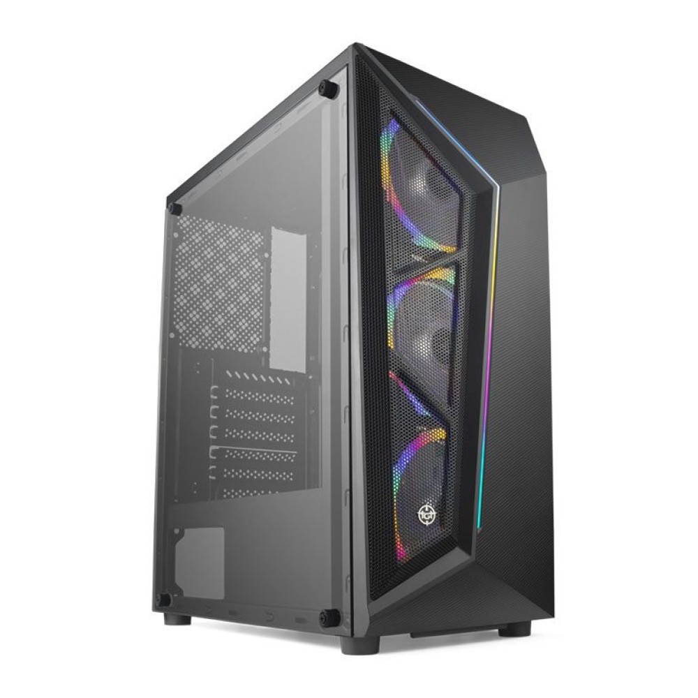 GABINETE GAMER TGT TRACER, RGB, MID-TOWER, LATERAL ACRILICO, COM 3 FANS, PRETO, TGT-TRC-RGB01